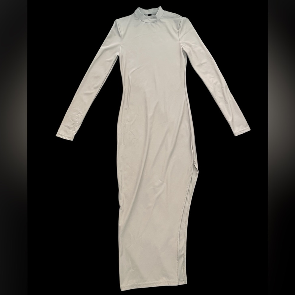 Elegant Long Sleeve Cream Dress